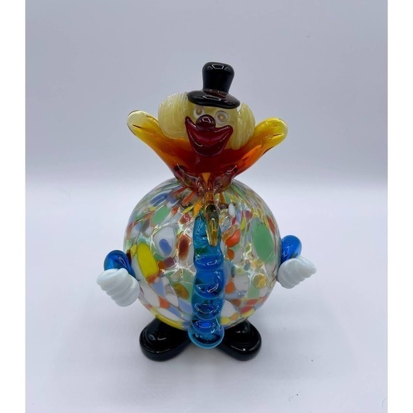 Vintage Murano Glass Fat Belly Round Clown Figurine Italy Rare Hollow Belly 7” - Picture 2 of 9